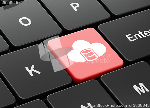 Image of Cloud technology concept: Database With Cloud on computer keyboard background