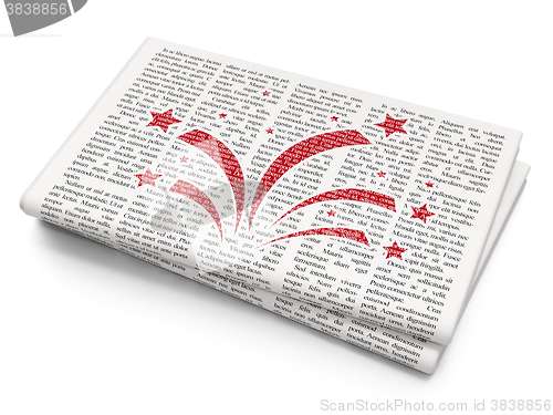 Image of Entertainment, concept: Fireworks on Newspaper background