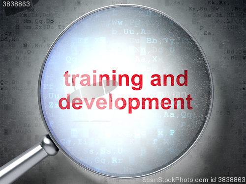 Image of Education concept: Training and Development with optical glass
