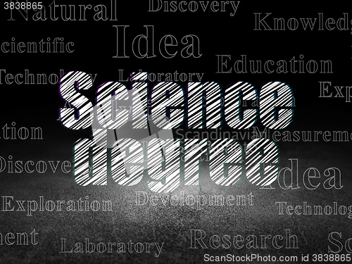 Image of Science concept: Science Degree in grunge dark room