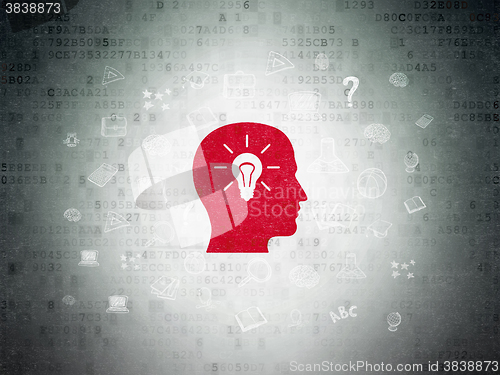 Image of Learning concept: Head With Light Bulb on Digital Paper background