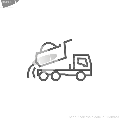 Image of Dump truck line icon.