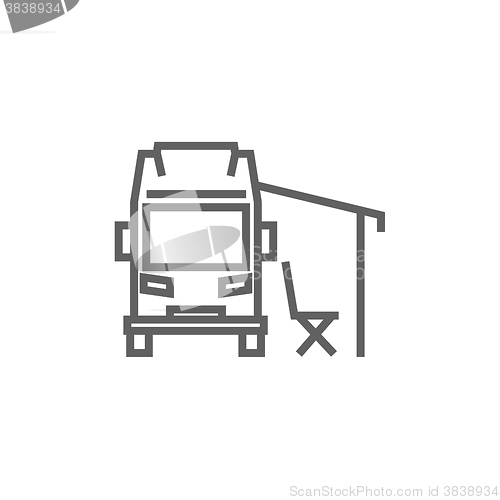 Image of Motorhome with tent line icon.