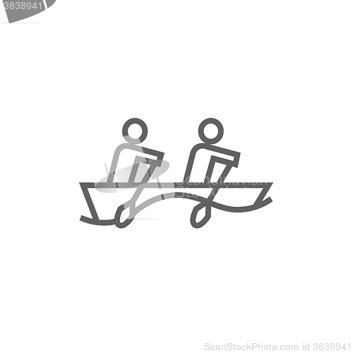 Image of Tourists sitting in boat line icon.