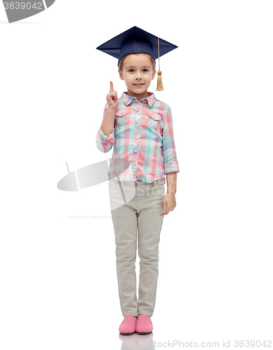 Image of happy girl in bachelor hat or mortarboard