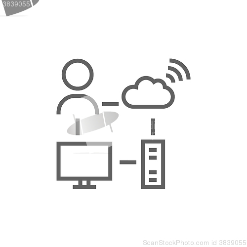 Image of Cloud computing line icon.