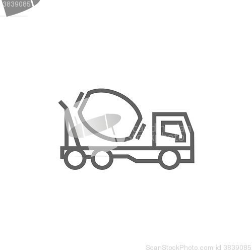 Image of Concrete mixer truck line icon.