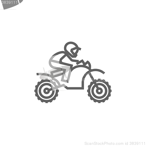 Image of Man riding motocross bike line icon.