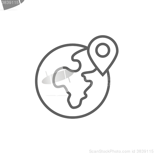 Image of Globe with pointer line icon