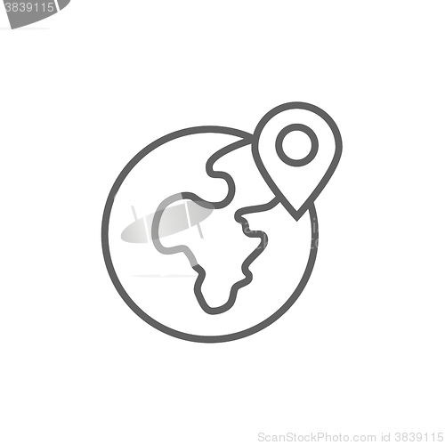 Image of Globe with pointer line icon