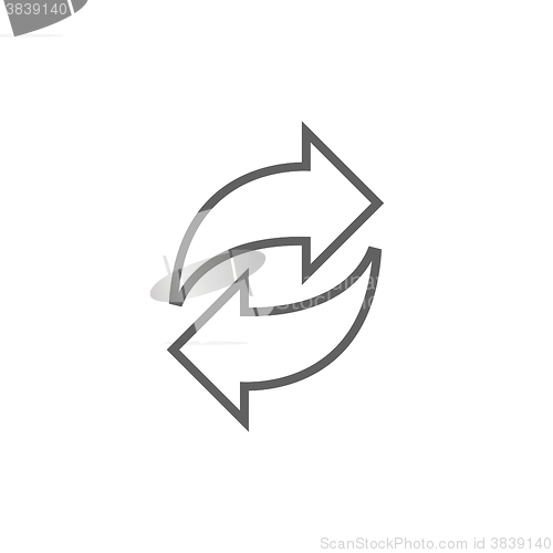 Image of Two circular arrows line icon.