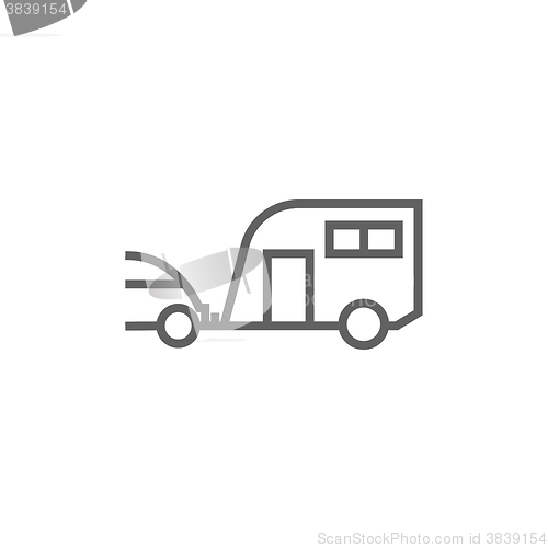 Image of Car with caravan line icon.