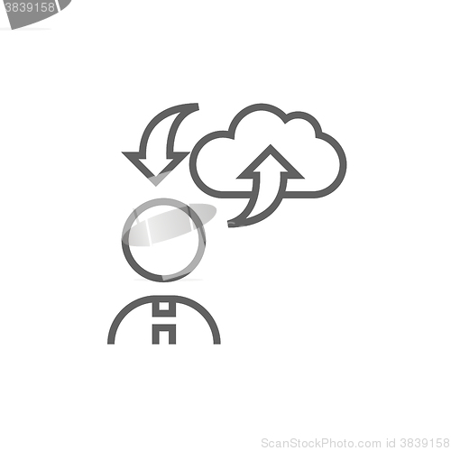 Image of Cloud computing line icon.