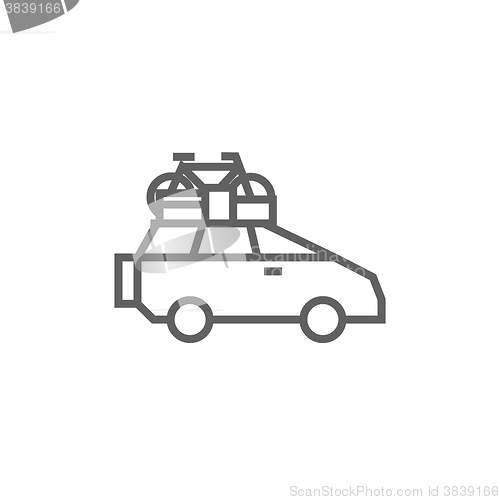 Image of Car with bicycle mounted to the roof line icon.