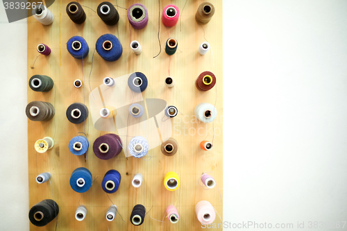 Image of Displayed sewing threads