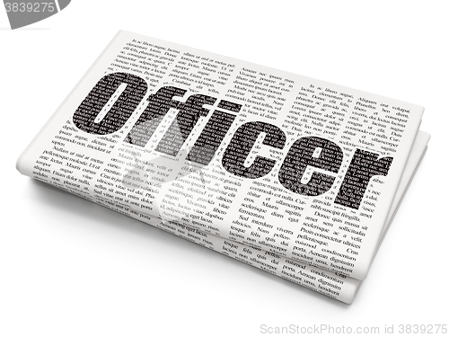 Image of Law concept: Officer on Newspaper background