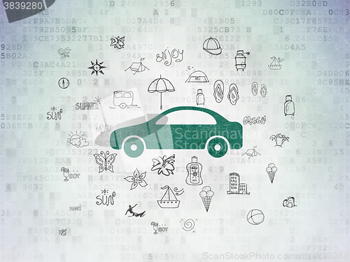 Image of Travel concept: Car on Digital Paper background