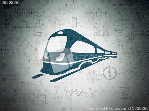 Image of Tourism concept: Train on Digital Paper background
