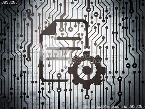 Image of Database concept: circuit board with Gear