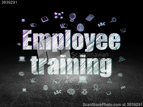 Image of Studying concept: Employee Training in grunge dark room