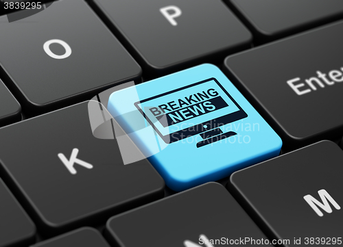 Image of News concept: Breaking News On Screen on computer keyboard background