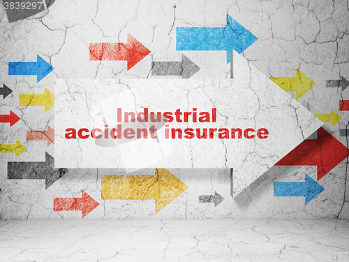 Image of Insurance concept: arrow with Industrial Accident Insurance on grunge wall background