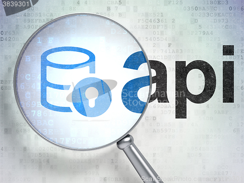 Image of Programming concept: Database With Lock and Api with optical glass