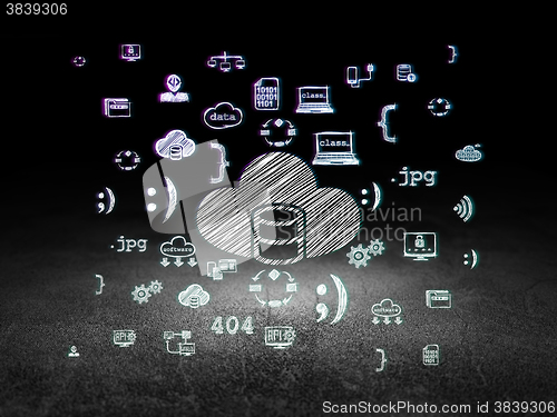 Image of Database concept: Database With Cloud in grunge dark room