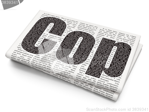 Image of Law concept: Cop on Newspaper background