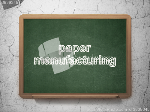 Image of Manufacuring concept: Paper Manufacturing on chalkboard background