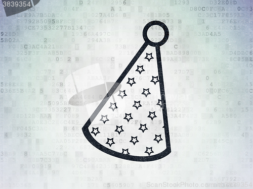 Image of Entertainment, concept: Party Hat on Digital Paper background