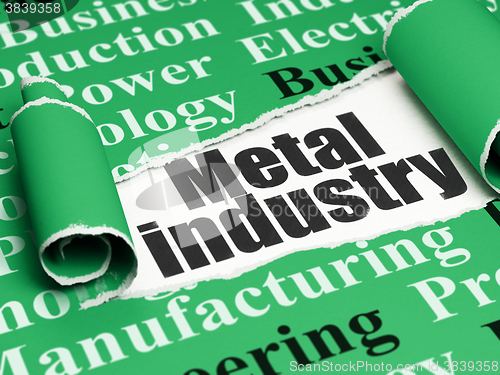 Image of Industry concept: black text Metal Industry under the piece of  torn paper