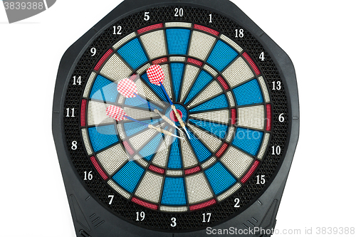 Image of darts board with a dart