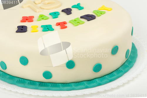 Image of birthday cake with text happy birthday