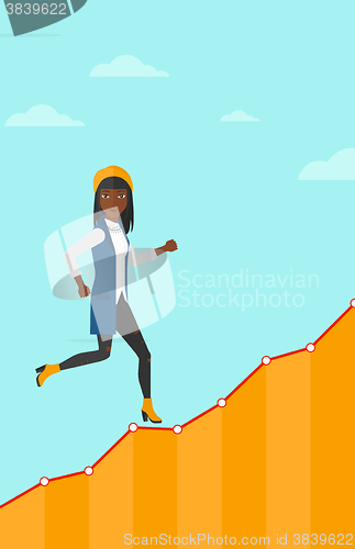 Image of Business woman walking upstairs.