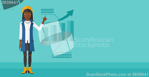 Image of Woman presenting report.