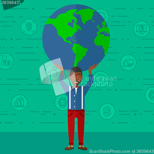 Image of Man holding globe.