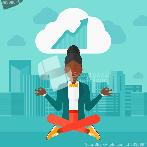 Image of Peaceful business woman meditating.