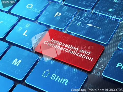 Image of Science concept: Innovation And Commercialization on computer keyboard background