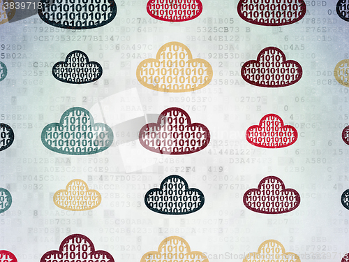 Image of Cloud technology concept: Cloud With Code icons on Digital Paper background