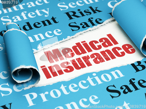 Image of Insurance concept: red text Medical Insurance under the piece of  torn paper