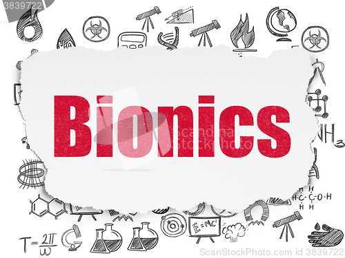 Image of Science concept: Bionics on Torn Paper background