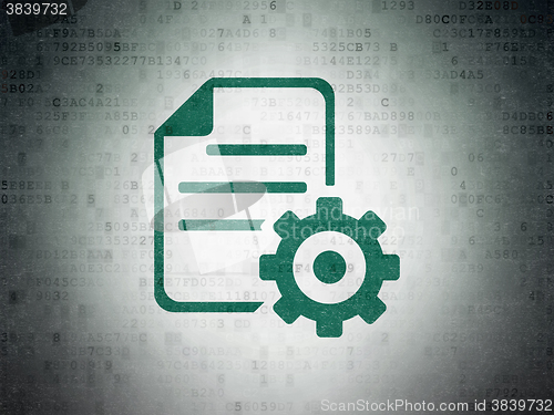 Image of Database concept: Gear on Digital Paper background