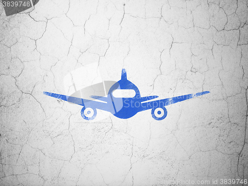 Image of Tourism concept: Aircraft on wall background