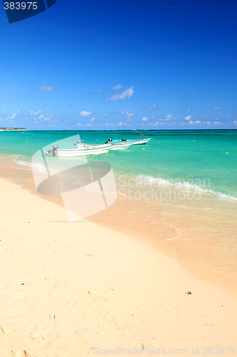 Image of Fishing boats in Caribbean sea