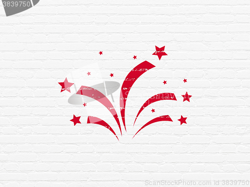 Image of Holiday concept: Fireworks on wall background