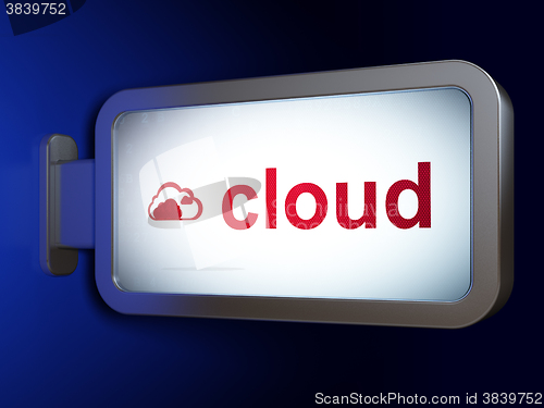 Image of Cloud technology concept: Cloud and Cloud on billboard background
