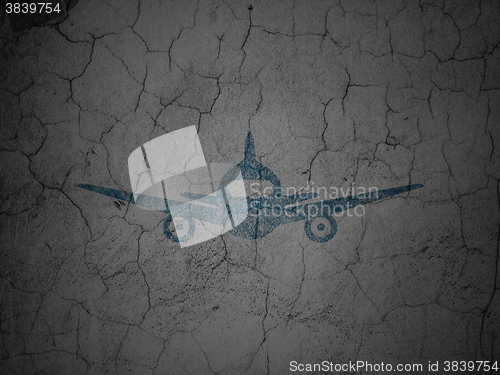 Image of Travel concept: Aircraft on grunge wall background