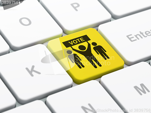 Image of Politics concept: Election Campaign on computer keyboard background