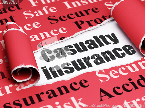 Image of Insurance concept: black text Casualty Insurance under the piece of  torn paper